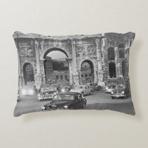 Cars and ancient monuments Rome Italyvintage, ital Accent Pillow