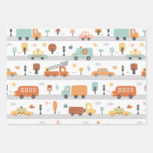 Cars and boats Wrapping Paper for Kids