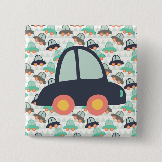 Cars and More Cars 2 Inch Square Button (Front)