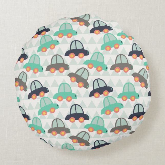 Cars and More Cars Round Pillow (Back)