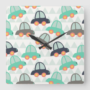 Cars and More Cars Square Wall Clock