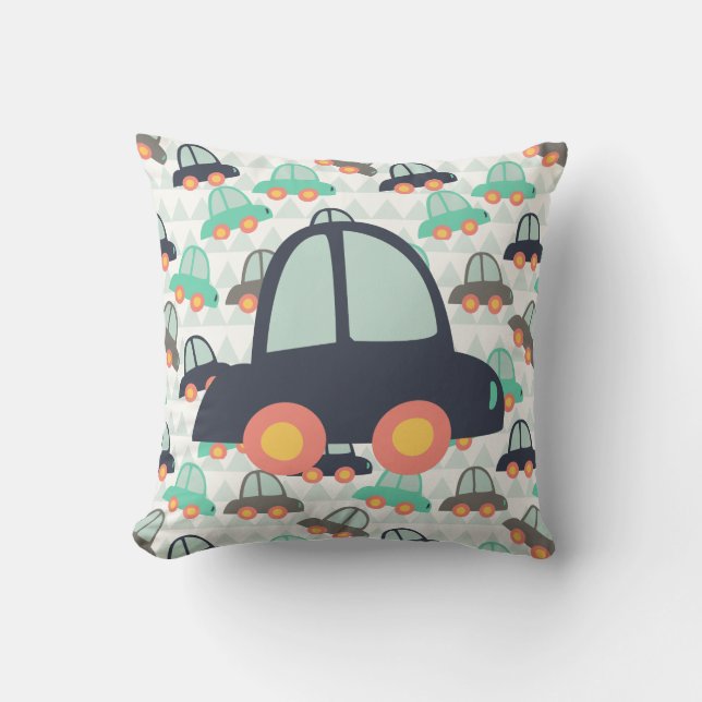 Cars and More Cars Throw Pillow (Front)