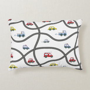 Cars and Roads Boy Bedroom Decor Accent Pillow