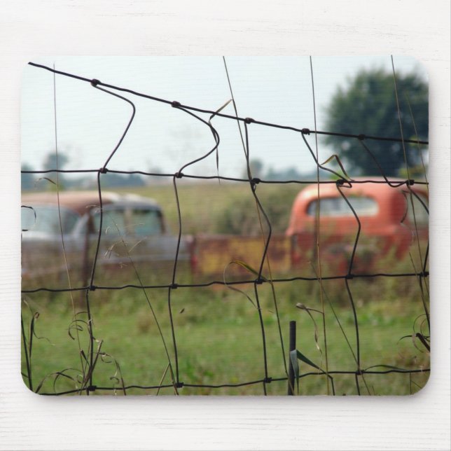 Cars and Trucks Rust Away in a Rural Field Mouse Pad (Front)