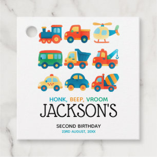 Cars and Trucks Transportation Birthday Favour Tags