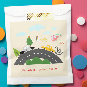 Cars and vehicles on the road boy birthday favour bag