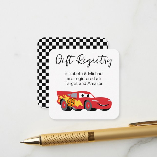 Cars |  Baby Shower Gift Registry Enclosure Card (Front/Back In Situ)