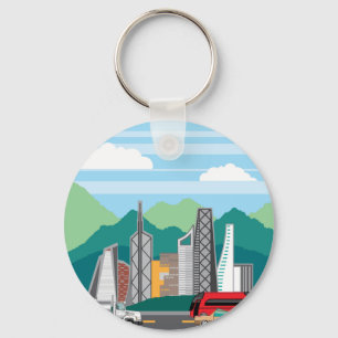 Cars city landscape keychain