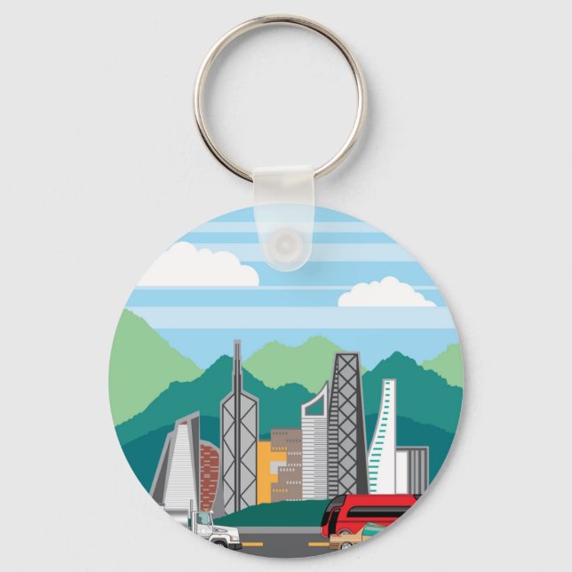 Cars city landscape keychain (Front)
