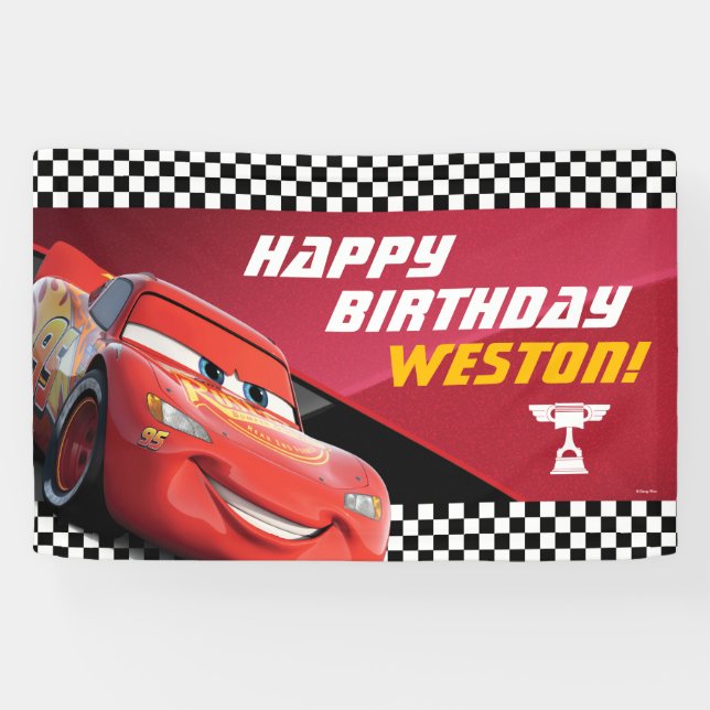 Cars Lightning McQueen | Bannière d'anniversaire (Horizontal)