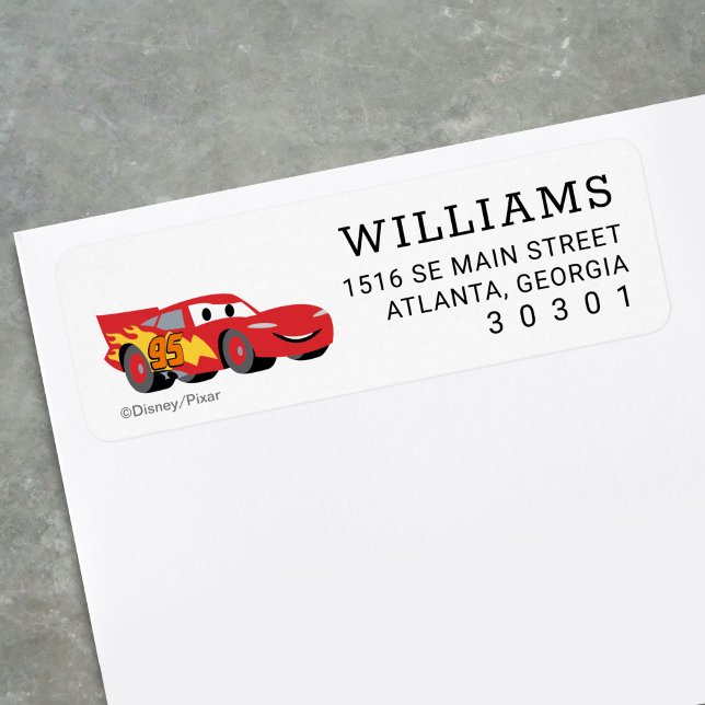 Cars Lightning McQueen Birthday  (Envelope with label on table)