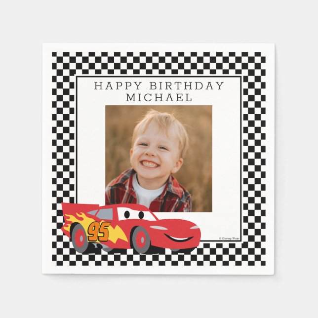 Cars Lightning McQueen Birthday Napkin (Front)