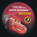 Cars Lightning McQueen | Birthday Paper Plate<br><div class="desc">Fuel up for your next birthday celebration with these exciting Cars-themed paper plates! Featuring Lightning McQueen,  this design is perfect for any fan of the Disney Pixar film. Add a touch of racing fun to your party table with these colourful and dynamic plates.</div>