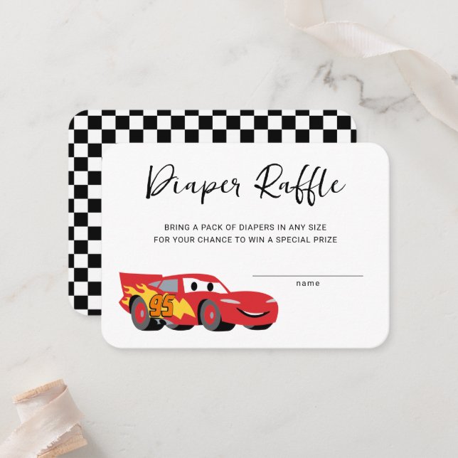 Cars Lightning McQueen Diaper Raffle Insert Card (Front/Back In Situ)