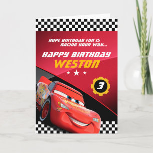 Cars Lightning McQueen   Folded Birthday Card