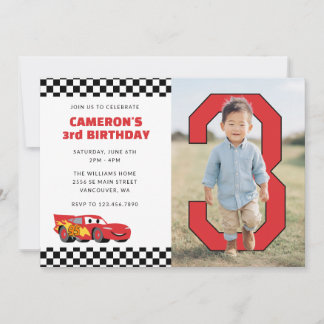 Cars Lightning McQueen PhotoPop Birthday  Invitation