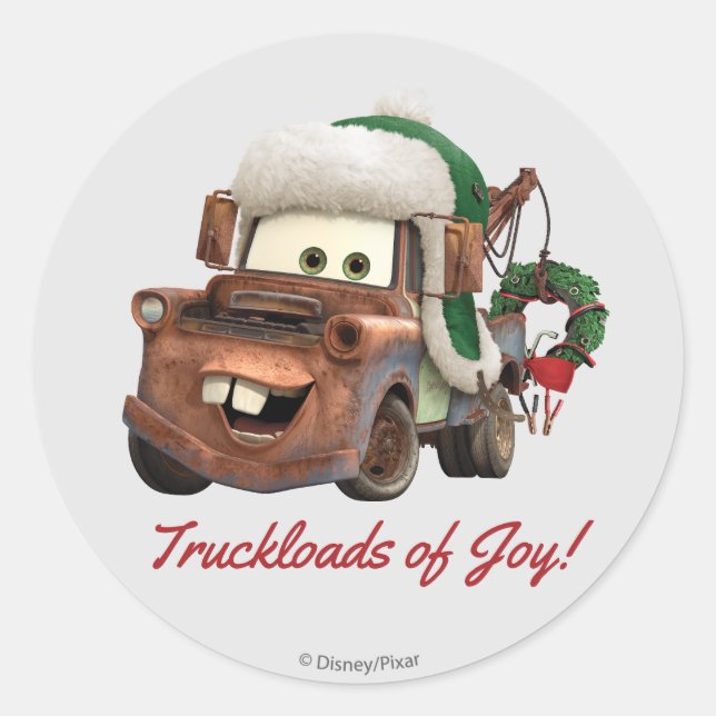 Cars | Mater In Winter Gear Classic Round Sticker (Front)