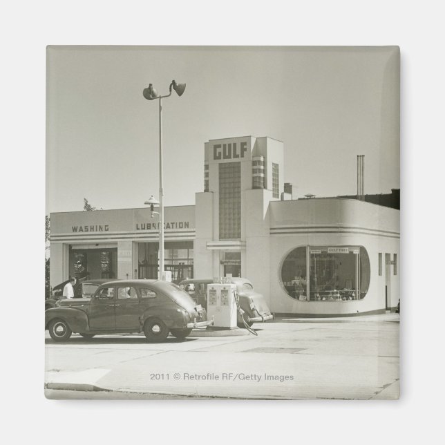 Cars parked at gas station magnet (Front)