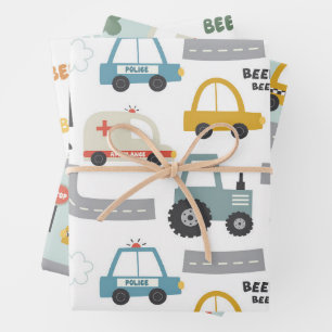 Cars Pattern kids  Wrapping Paper Sheet