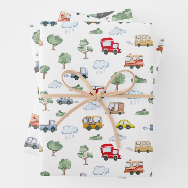 Cars Pattern Wrapping Paper Sheet (In situ)