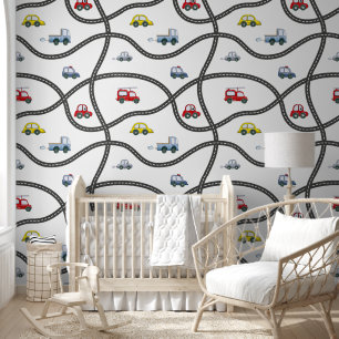 Cars Removable Peel and Stick Baby Boy Nursery Wallpaper