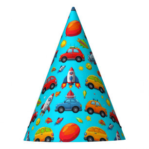 Cars, Rockets, and Stars Party Hat