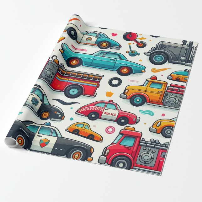 Cars toys wrapping paper (Unrolled)