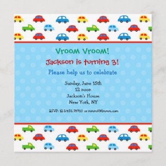 Cars Trucks Birthday Party Invitations Kids boy