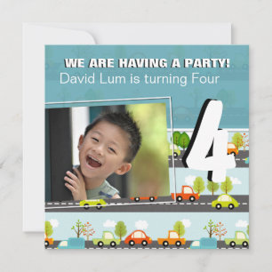 CARS & TRUCKS Boys Birthday Party Invitation