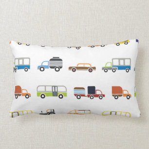 Cars Trucks & Busses Pattern Lumbar Pillow