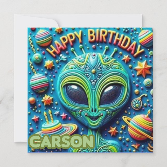 CARSON ~ Carte d'anniversaire ~ Alien ~ (Devant)