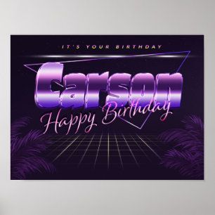 Carson Name Vorname lila retro Poster Geburtstag
