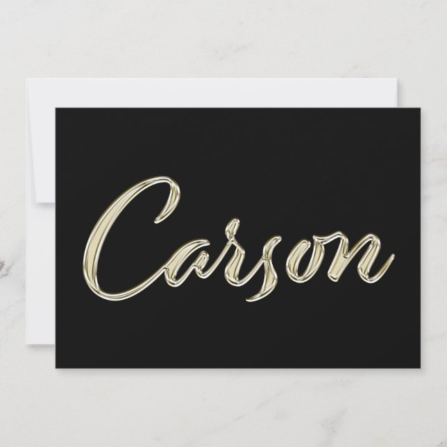 Carson Name white gold Handwriting Card (Front)