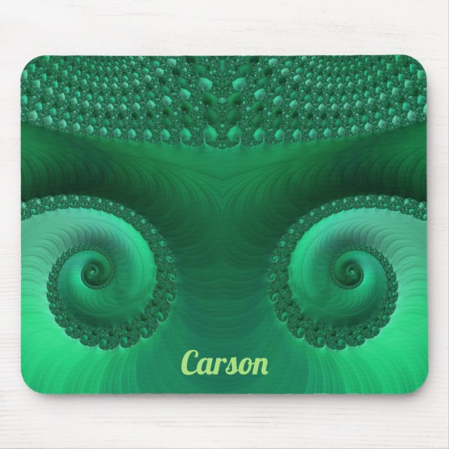 CARSON ~ Zany Shades of Green Fractal Pattern Mouse Pad (Front)