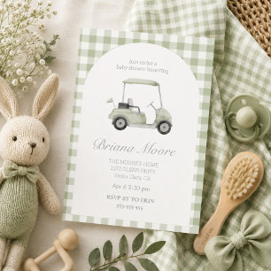 Cart de golf vert sauge Invitation pour une baby s