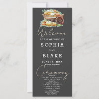 Cart of Pumpkins Fall Shadow Grey Wedding Program