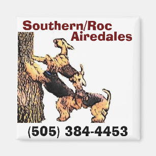 Cart-tree2, Southern/Roc, Airedales, (505) 384-... Magnet