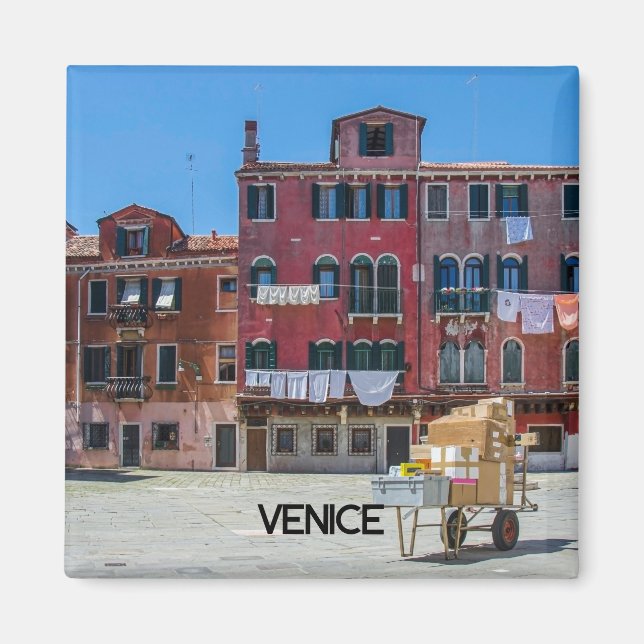 Cart with boxes in Venice Magnet (Front)