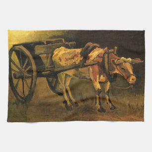 Cart with Red and White Ox by Vincent van Gogh Kitchen Towel