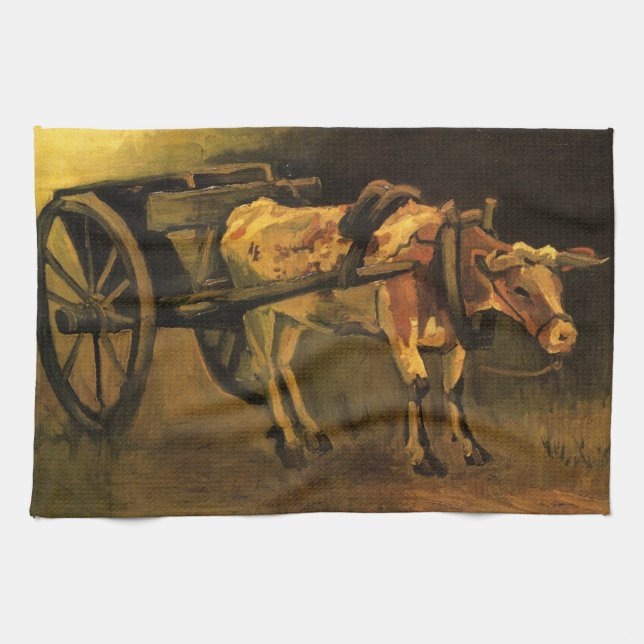 Cart with Red and White Ox by Vincent van Gogh Kitchen Towel (Horizontal)