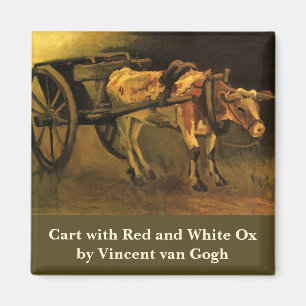 Cart with Red and White Ox by Vincent van Gogh Magnet