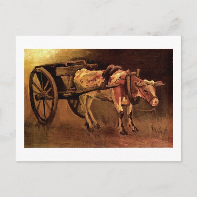 Cart with Red and White Ox, Vincent van Gogh Postcard (Front)