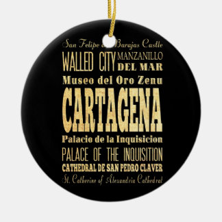 Cartagena City of Colombia Typography Art Ceramic Ornament