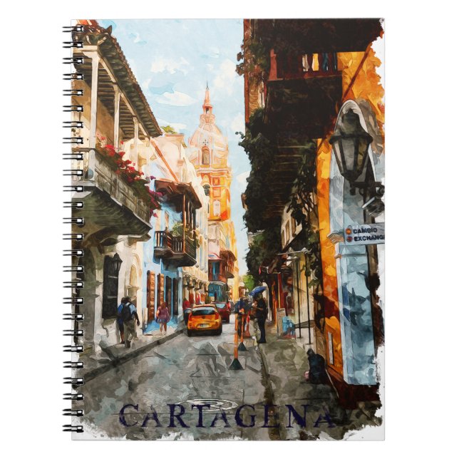 Cartagena Colombia City Street View Notebook (Front)