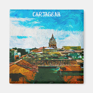 Cartagena Colombia Painting City View Magnet