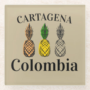 Cartagena Colombia Pineapples Glass Coaster