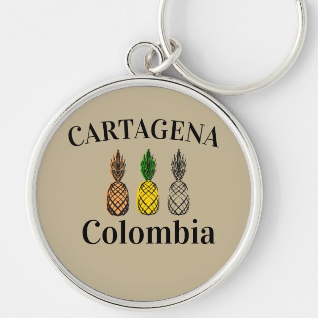 Cartagena Colombia Pineapples Keychain (Front)
