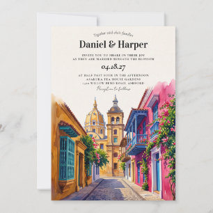 Cartagena Colombia Skyline Destination Wedding Invitation