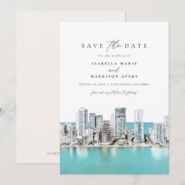 CARTANEGA Colombia Watercolor Save the Date Invitation