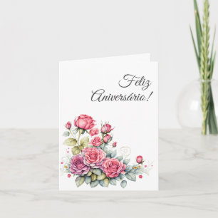 Cartão em Portugues: Birthday Card rose flowers